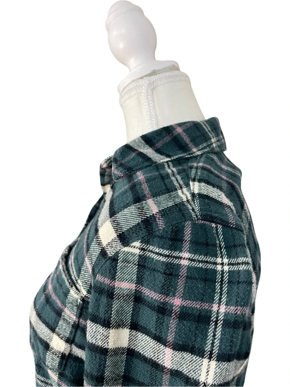 Madewell Flannel Classic Ex-Boyfriend Shirt Green - Picture 7 of 16